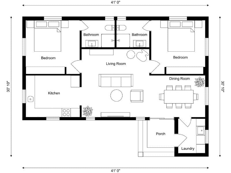 Original black-and-white floor plan